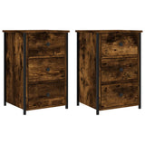 Bedside Cabinets 2 pcs Smoked Oak 40x36x60 cm Engineered Wood - Front View