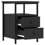 Bedside Cabinets 2 pcs Black 34x35.5x50 cm Engineered Wood - Close-Up Angle
