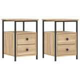 Bedside Cabinets 2 pcs Sonoma Oak 34x35.5x50 cm Engineered Wood - Front View