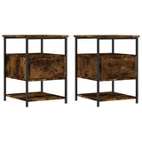 Bedside Cabinets 2 pcs Smoked Oak 40x42x56 cm Engineered Wood - Front View