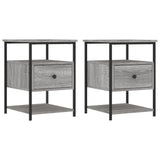 Bedside Cabinets 2 pcs Grey Sonoma 40x42x56 cm Engineered Wood - Front View