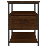 Bedside Cabinet Brown Oak 40x42x56 cm Engineered Wood - Rear View