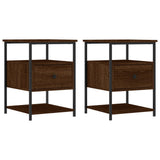 Bedside Cabinets 2 pcs Brown Oak 40x42x56 cm Engineered Wood - Front View