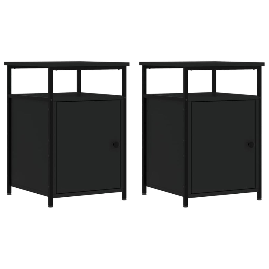 Bedside Cabinets 2 pcs Black 40x42x60 cm Engineered Wood