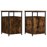 Bedside Cabinets 2 pcs Smoked Oak 40x42x60 cm Engineered Wood - Front View