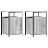 Bedside Cabinets 2 pcs Grey Sonoma 40x42x60 cm Engineered Wood - Front View