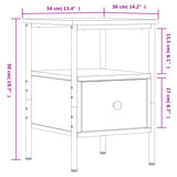 Bedside Cabinet Black 34x36x50 cm Engineered Wood