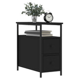 Bedside Cabinet Black 30x60x60 cm Engineered Wood - Side View
