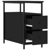 Bedside Cabinet Black 30x60x60 cm Engineered Wood - Rear View