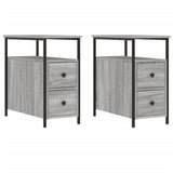 Bedside Cabinets 2 pcs Grey Sonoma 30x60x60 cm Engineered Wood - Front View
