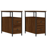Bedside Cabinets 2 pcs Brown Oak 30x60x60 cm Engineered Wood - Front View