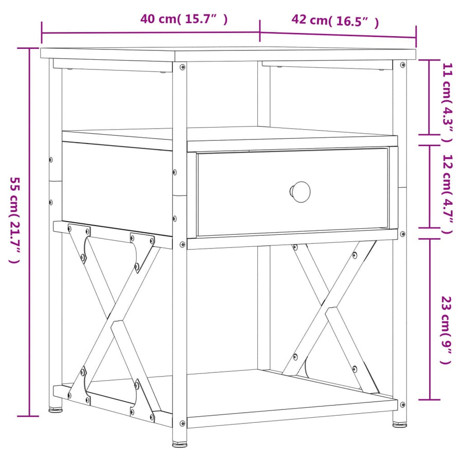 Bedside Cabinet Black 40x42x55 cm Engineered Wood
