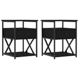 Bedside Cabinets 2 pcs Black 40x42x55 cm Engineered Wood - Front View