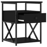 Bedside Cabinets 2 pcs Black 40x42x55 cm Engineered Wood - Close-Up Angle