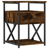 Bedside Cabinet Smoked Oak 40x42x55 cm Engineered Wood - Front View