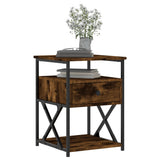Bedside Cabinets 2 pcs Smoked Oak 40x42x55 cm Engineered Wood - Side View