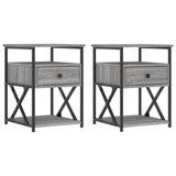 Bedside Cabinets 2 pcs Grey Sonoma 40x42x55 cm Engineered Wood - Front View