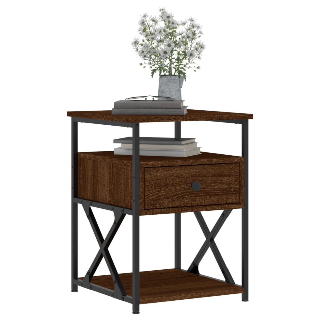 Bedside Cabinet Brown Oak 40x42x55 cm Engineered Wood