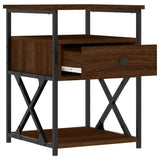 Bedside Cabinet Brown Oak 40x42x55 cm Engineered Wood - Rear View