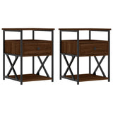 Bedside Cabinets 2 pcs Brown Oak 40x42x55 cm Engineered Wood - Front View