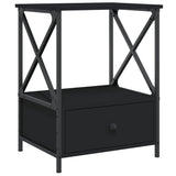 Bedside Table Black 50x41x65 cm Engineered Wood - Front View