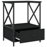 Bedside Table Black 50x41x65 cm Engineered Wood - Rear View
