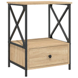 Bedside Table Sonoma Oak 50x41x65 cm Engineered Wood - Front View