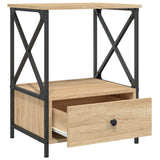 Bedside Table Sonoma Oak 50x41x65 cm Engineered Wood - Rear View