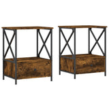 Bedside Tables 2 pcs Smoked Oak 50x41x65 cm Engineered Wood - Front View