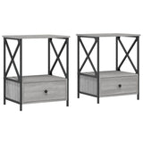 Bedside Tables 2 pcs Grey Sonoma 50x41x65 cm Engineered Wood - Front View