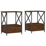 Bedside Tables 2 pcs Brown Oak 50x41x65 cm Engineered Wood - Front View