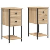 Bedside Cabinets 2 pcs Sonoma Oak 32x42x70 cm Engineered Wood - Front View