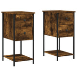 Bedside Cabinets 2 pcs Smoked Oak 32x42x70 cm Engineered Wood - Front View