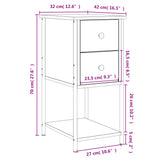 Bedside Cabinet Brown Oak 32x42x70 cm Engineered Wood - Extra Image