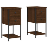 Bedside Cabinets 2 pcs Brown Oak 32x42x70 cm Engineered Wood - Front View