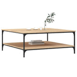 Coffee Table Sonoma Oak 100x100x40 cm Engineered Wood - Side View