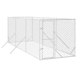 Outdoor Dog Kennel Silver 2x6x2 m Galvanised Steel - Front View