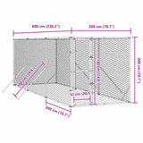 Outdoor Dog Kennel Silver 2x6x2 m Galvanised Steel
