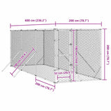 Outdoor Dog Kennel Silver 2x6x2 m Galvanised Steel - Low Angle