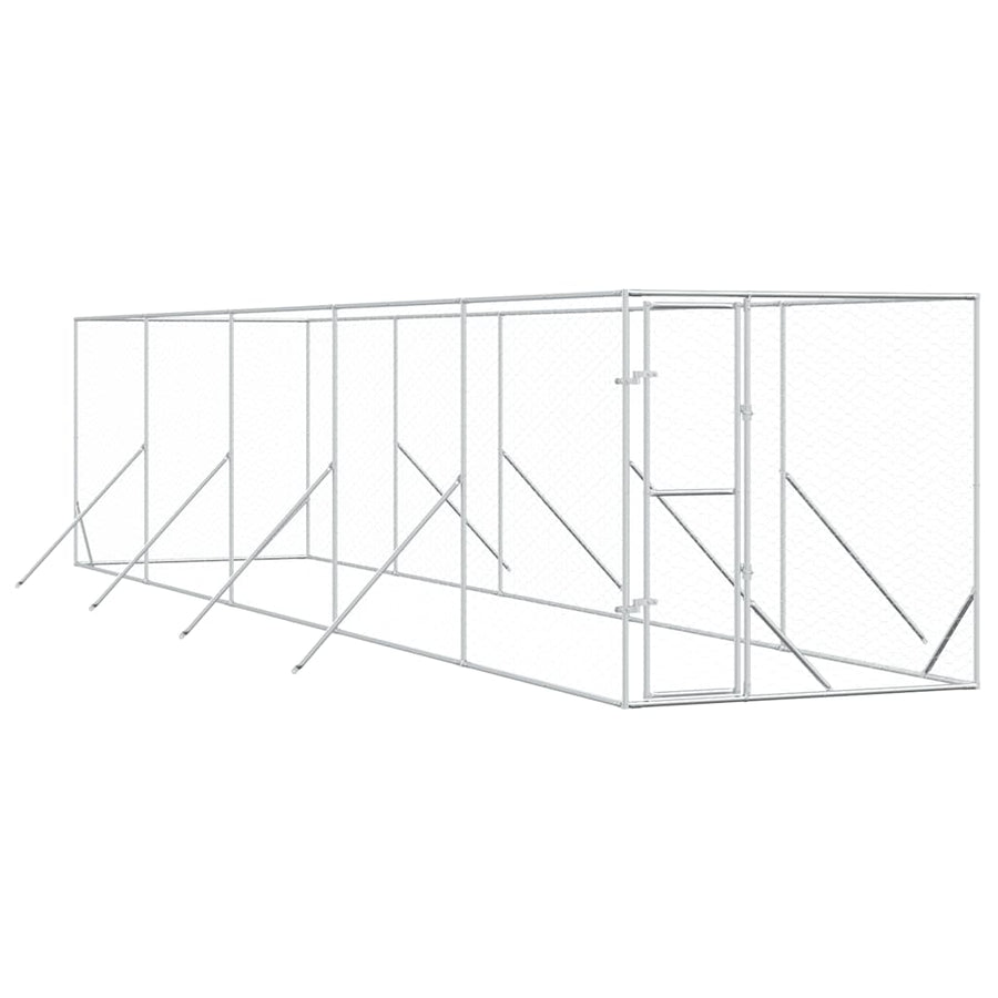 Outdoor Dog Kennel Silver 2x10x2 m Galvanised Steel