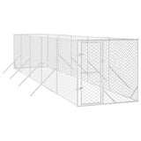 Outdoor Dog Kennel Silver 2x10x2 m Galvanised Steel - Front View