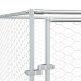 Outdoor Dog Kennel Silver 2x10x2 m Galvanised Steel - Close-Up Angle