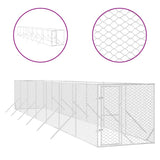 Outdoor Dog Kennel Silver 2x14x2 m Galvanised Steel