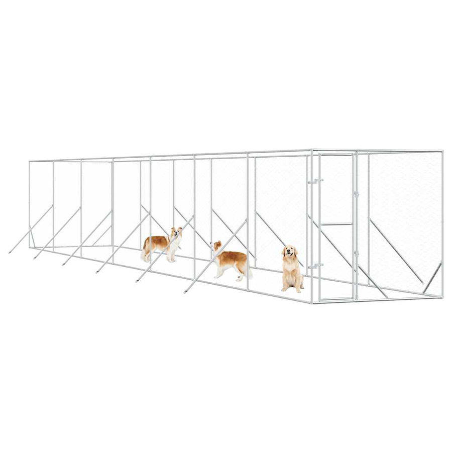 Outdoor Dog Kennel Silver 2x14x2 m Galvanised Steel