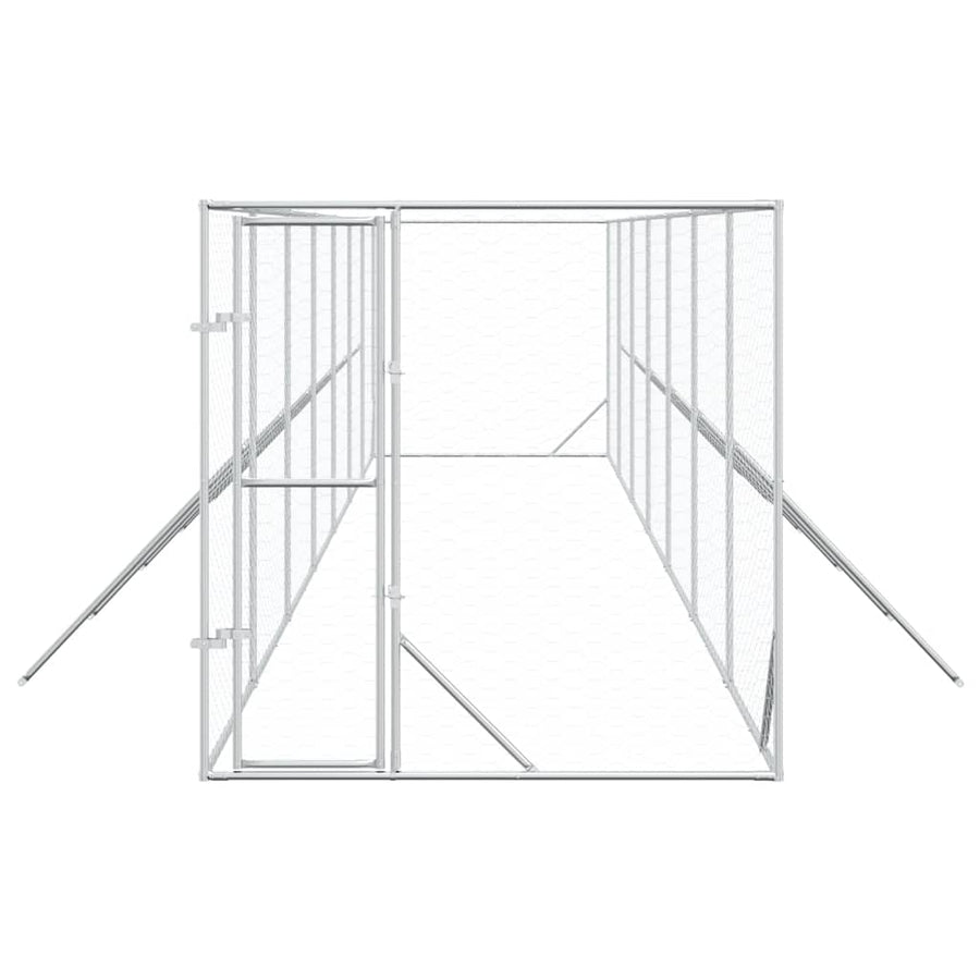 Outdoor Dog Kennel Silver 2x14x2 m Galvanised Steel