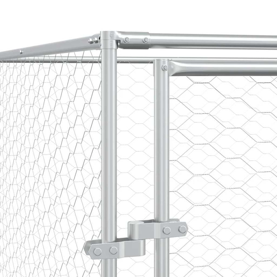 Outdoor Dog Kennel Silver 2x14x2 m Galvanised Steel