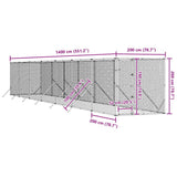 Outdoor Dog Kennel Silver 2x14x2 m Galvanised Steel - Low Angle
