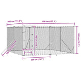 Outdoor Dog Kennel Silver 4x4x2 m Galvanised Steel - Low Angle