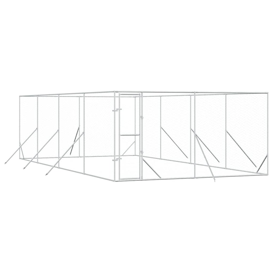 Outdoor Dog Kennel Silver 4x8x2 m Galvanised Steel
