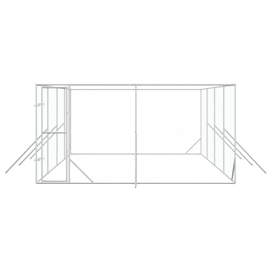 Outdoor Dog Kennel Silver 4x8x2 m Galvanised Steel